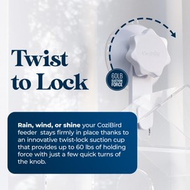 CoziBird Window Bird Feeder with Ultra Strong Suction Cup - Large Clear Acrylic Weatherproof Birdhouse (Heavy Duty Suction Grip)