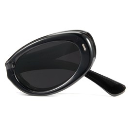 Cyxus Folding Polarized Sunglasses Oval for Women Easy Carry Foldable Sunglasses UV400 Protection P1182 Grey