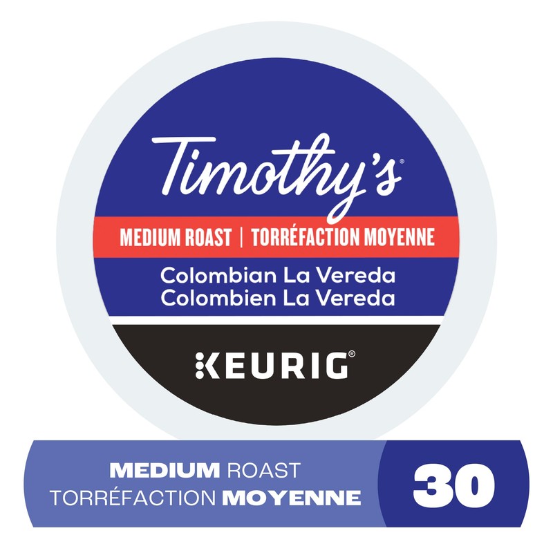 Timothy's Colombian La Vereda K-Cup Coffee Pods, 30 Count For