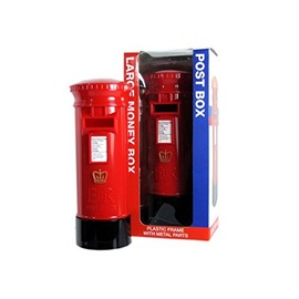 Money Box - A Large London Souvenir Red Post Box Piggy Bank Made of Plastic with Metal Parts