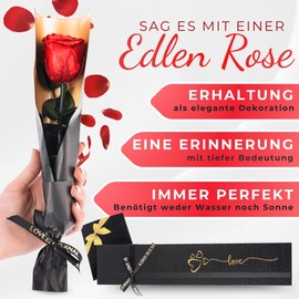 Trends by Twins® Eternal Rose, Infinity Rose as a Gift for Women and Girlfriend Gift, Artificial Flowers Like Real Roses, Best Friend Gifts and Mum. (Red/Gold)