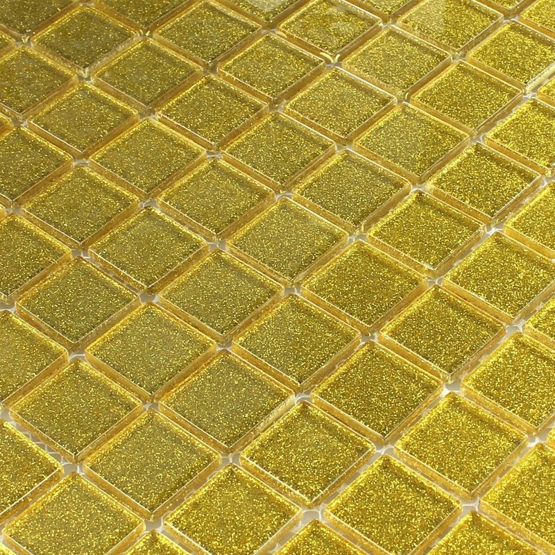 Glass Mosaic Tiles Wichita Gold Glitter