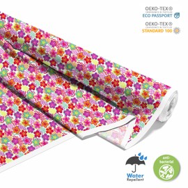 HEKO PANELS Oxford Waterproof Fabric Sold by the Metre Canvas Fabric Polyester Fabric for Sewing Fabrics Furniture Decorative Fabrics Crafts Waterproof Opaque Flowers Hippie 1 Metre 155 x 100 cm