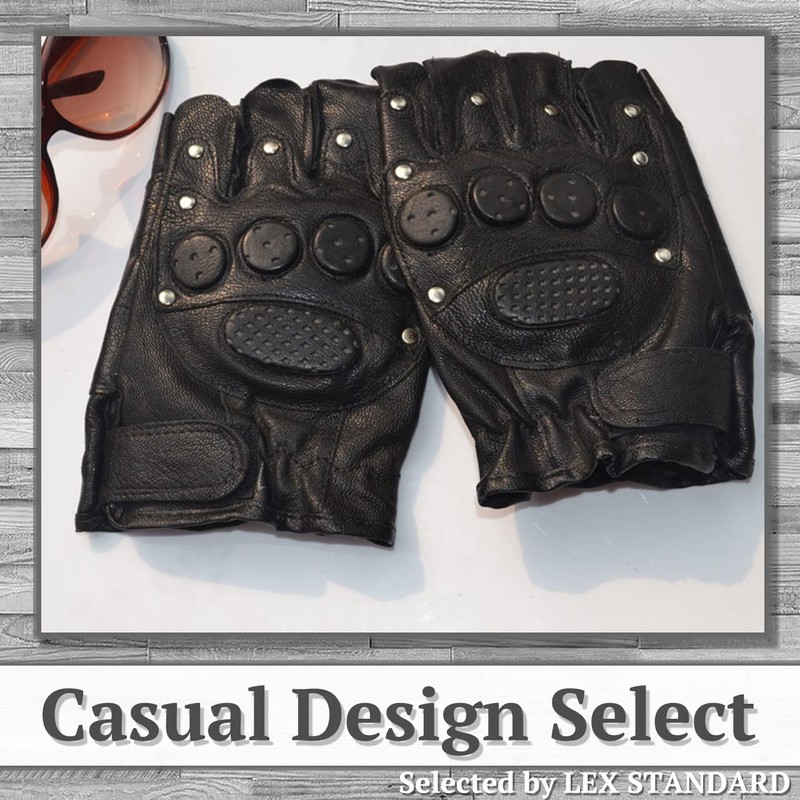Rex Standard GT017 Men's Fingerless Leather Gloves for Biking, Cycling,