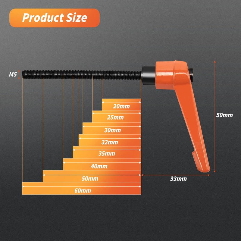 Adjustable Clamping Lever Handle, M5-50 mm Clamping Handle Nut Clamping