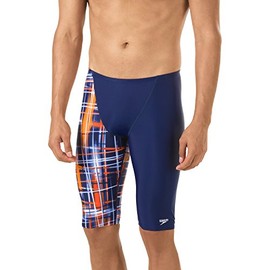 Speedo Men's Powerflex Eco Laser Sticks Jammer, Navy/Orange, 22