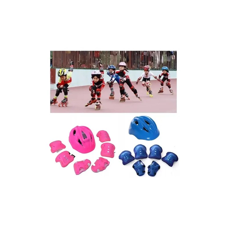 Kit 7 De Rodilleras Patinaje Codo Mano Casco Para Niños