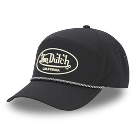 Von Dutch Men's & Women's Adjustable Cap, 6 Panel Cord Cap, Black / White, One Size