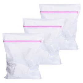3PCS Honeycomb Mesh Laundry Bags With Zipper 50cm X 60cm Laundry Net Durable Fine Mesh Laundry Bags Reusable Suitable For Small Pieces Of Clothing Clothes Shoes Travel Storage Bags