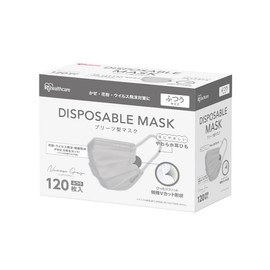 [アイリスオーヤマ] プリーツ型マスク 120枚 ふつうサイズ 不織布 ディスポーザブル ニュアンスグレー PN-120MXH