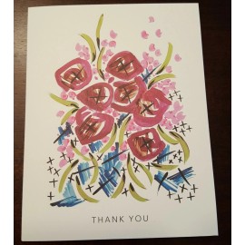 Snow and Graham Thank You Cards with Rose Bouquet - ES203 | Box Set of 8 Blank Cards & Envelopes