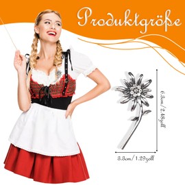 Edelweiss Pin with Rhinestones | Traditional Pin - Antique Silver Oktoberfest Accessory for Women, Dirndl, Traditional Dress, Folk Festival