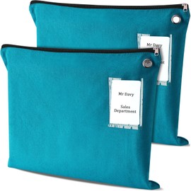 Humyoun 2 Pcs Interoffice Mailer Canvas Transit Sack Zipper Bag 18" x 14" Large Zipper Pouch with Grommet Interoffice Mail Bag (Teal)