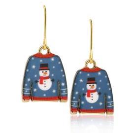 Spinningdaisy Ugly Christmas Sweater Earrings for Fashionistas (Blue)