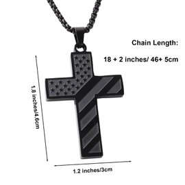Mikovivi Cross Necklace for Men, Stainless Steel Christian Religious Pendant Chain Jewelry for Son Father Brother Husband Boyfriend (Black)