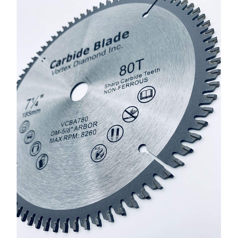 (2 Pack) VORTICE VAB 7-1/4 Inch 80 Teeth TCT Non-Ferrous
