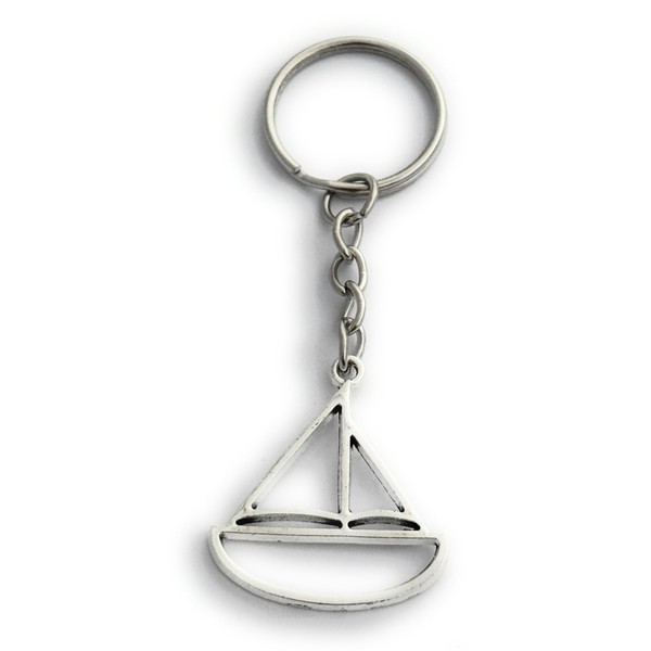 FizzyButton Gifts Sailing Boat Yacht Silhouette Charm Keyring Key Ring