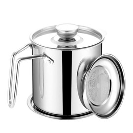 304 Stainless Steel Oil Pot Household Oil Storage Container with Filter, 1.3L/43.96fl oz Oil Catch Pot Kitchen Oil Bottle