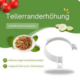 Sundo Homecare GmbH Plate Riser Plate Raiser White 23-28 cm Plastic Dishwasher Safe Suitable for Plates with Diameter 23-28 cm Pack of 1
