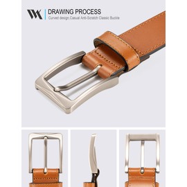 WOLFANT Men's 35mm Dress Casual Belt,100% Italian Full Grain Real Solid Leather