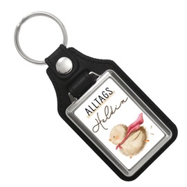speecheese Chick Keyring with Faux Leather Pendant with Saying Everyday Hero Gift Chicken Duck for Girlfriend Colleague Mother - Kraft Motivation, multicoloured