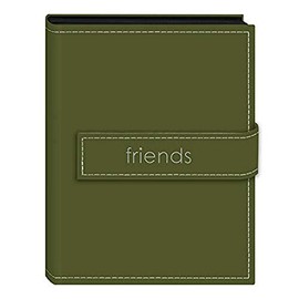 Pioneer Photo Albums 36-Pocket 4 by 6-Inch Embroidered Friends Strap Sewn Leatherette Cover Photo Album, Mini, Sage Green