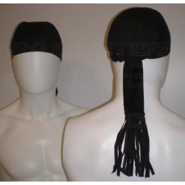 ZAN HEADGEAR BIKER LONG HAIR WRAP PONYTAIL TIE HOLDER GLOVE TUBE DURAG SKULL CAP SUEDE FRINGE