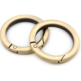 Round Carabiner Key Ring Set of 4 Lightweight Storage Easy to Fix and Remove One-Touch Stylish (Inner Diameter 0.7 inch (19 mm), Antique Gold)