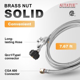 AUTATUE Propane Hose With Regulator,4ft Propane Regulator With Hose Stainless Steel Braided For Portable Grills heater Camping Stove