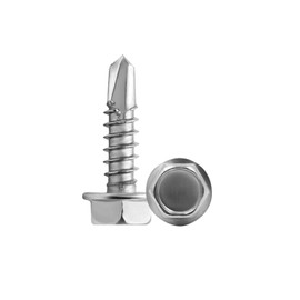 #14 x 1-1/4" (3/4" to 2" Available) Hex Washer Head Self Drilling Screws, Self Tapping Sheet Metal Tek Screws, 410 Stainless Steel, 50 PCS