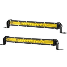 LIGBT 2Pcs 11 Inch 78W Slim LED Light Bar Single Row 26LED Amber Spot Flood Combo Beam Fog Driving Lamp Off Road Lights Bar Slim for Trucks UTV SUV Jeep ATV