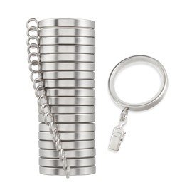 MODE Cambria Designer Series - Premium Easy Glide 18 Count Curtain Rings - Metal with Smooth, Quiet Nylon Inserts with Clips - 2 inch Diameter (1-5/8 inch Inside Diameter) - Brushed Nickel