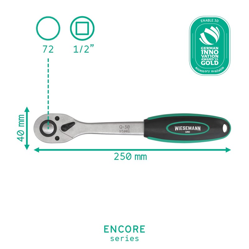 WIESEMANN 1893 Large Lever Type Reversible Ratchet 1/2 inch with