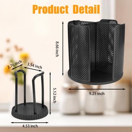 Mulaibdin 2 Pack Rotatable Coffee Cup Dispenser with 4 Compartments, Plastic Small Cup Holder, Disposable Paper Cup and Lid Organizer for Countertop Coffee Station Bar Home Kitchen(Black)