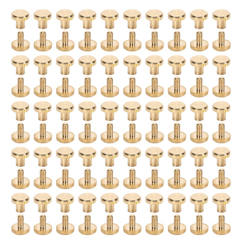 50Pcs Decorative Rivets 50Pcs Slot Flat Head Screws Brass Screw