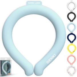 Genki Labo 2023 70% Increased Volume. 84°F (24°C), Cooling, Neck Cooler, Cool Neck Ring, PCM, Neck Cooling, Cooling Goods, Adults, Kids, L, M, S, XS, Heatstroke Protection, Japanese Company, Camping, Outdoors (L, Mist Blue (Blue))