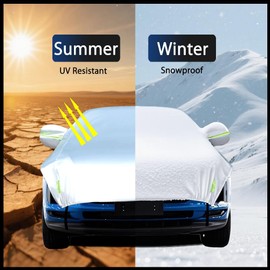 Guuffe Half Car Cover Car Cover for Sunshade Half Car Body Cover Snow Cover Waterproof Universal Silver with Cotton (SUV)