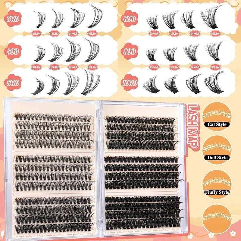 Calphidar Eyelash Clusters Lash Clusters Wispy Individual Lashes 476PCS D-curly