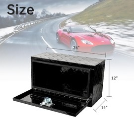 BIGREAT 24'' Inch Aluminum Underbody Truck Box with T-Handle Latch,14 x 12 x 24 Inch Underbed Toolbox With Durable Lock Silver For Storage And Organization