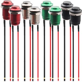 RUNCCI-YUN 8pcs 12 mm Push Button Waterproof Metal Push Button Switch, Stainless Steel, 12 V Momentary Push Button for Horns, Bell, Car Round Mini Press Button Red Silver Green Black (High Head)