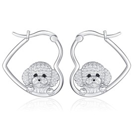 LES OSEWA Bichon Frise Gifts Sterling Silver Bichon Frise Earrings Cute Animal Dog Hoop Earrings Jewelry for Women