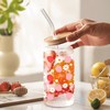 BEHIFL Coquette Pink Bow Strawberry Glass Cup with Lids and