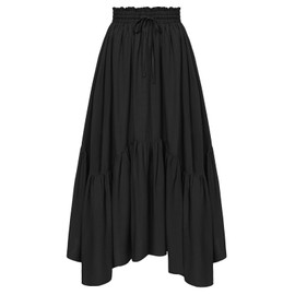Scarlet Darkness Women Black Long Skirt High Waist Maxi Skirt Renaissance Skirt Black M