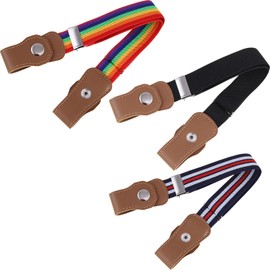 vesaneae 3 Pcs No Buckle Stretch Belt for Children, 14-22 Inch Adjustable Stretch Belt, 3 Styles Invisible Buckleless Belts for Boys and Girls Jeans Pants Dresses Skirts