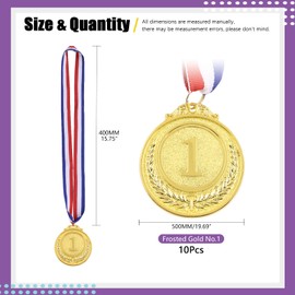 Swpeet 10 Pcs Winner Medals Gold Award Medals, 1st Award Medals with Neck Ribbon, Olympic Style Medals Prizes for Competitions, Party Decorations, Spelling Bees and Awards