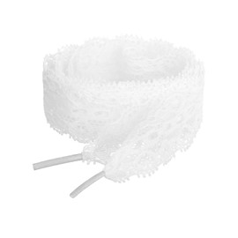 Xvbhaq 2 Pairs Women's Shoelaces, White, Hollow Lace, Flat, 120 cm, Woven Shoelaces for DIY Ballet Style, Cute Girls Accessories, White