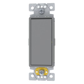 Square D by Schneider Electric X-Series 3 Way Rocker Light Switch, Single Pole Light Switch, Modular Design for Easy Color Upgrades, 1 Gang, 15 Amp, 120/277V, UL Listed, Grey (SQR14131GY)