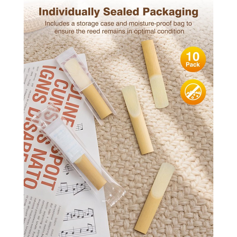 New bee 10pcs Bb Clarinet Reeds Strength 3.5 Individually Packed