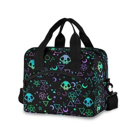 ALAZA Lunch Bags for Women Adults Girls Boys, Magic Skulls Insulated Lunch Box with Shoulder Straps and Handle, Crossbody Tote Lunch Bag for School Office