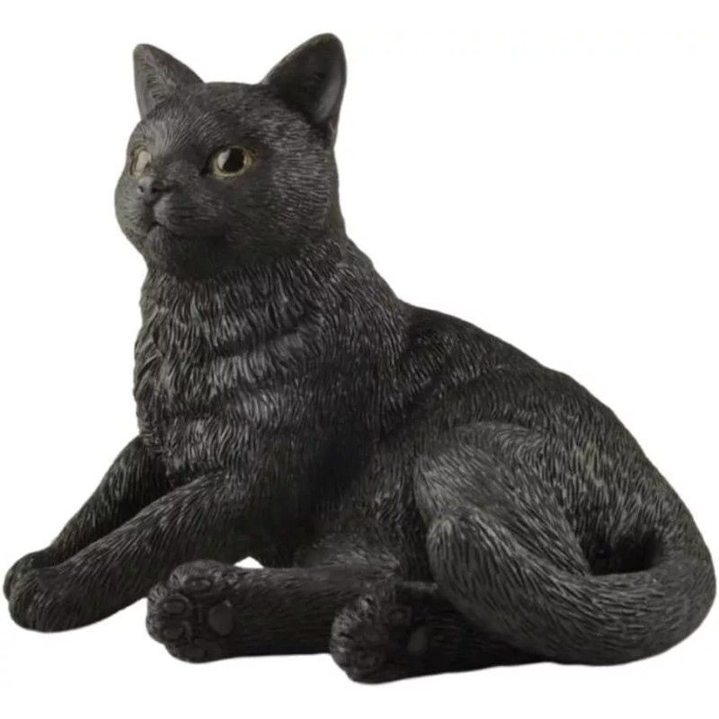 3 inch Black Cat Lounging Hand Painted Resin Figurine Statue